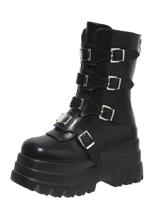 Dark Rock-style Platform With A Chunky Sole Womens Punk-inspired Dr Martens-style Boots