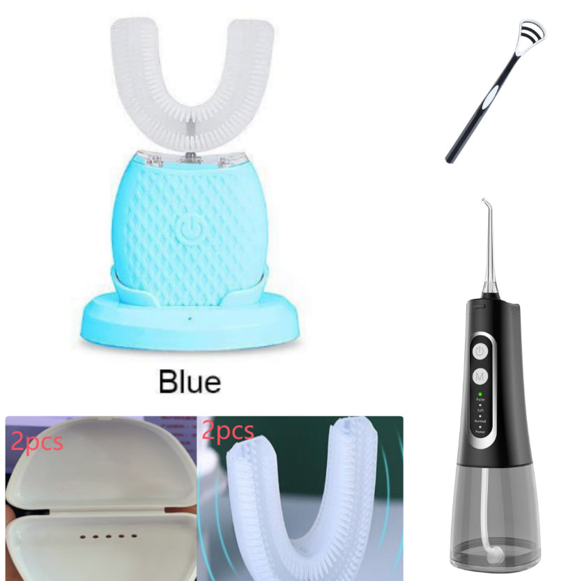 360 Degrees Intelligent Automatic Electric  Toothbrush Waterproof U Type Tooth Brush Whitening Blue Light USB Charging